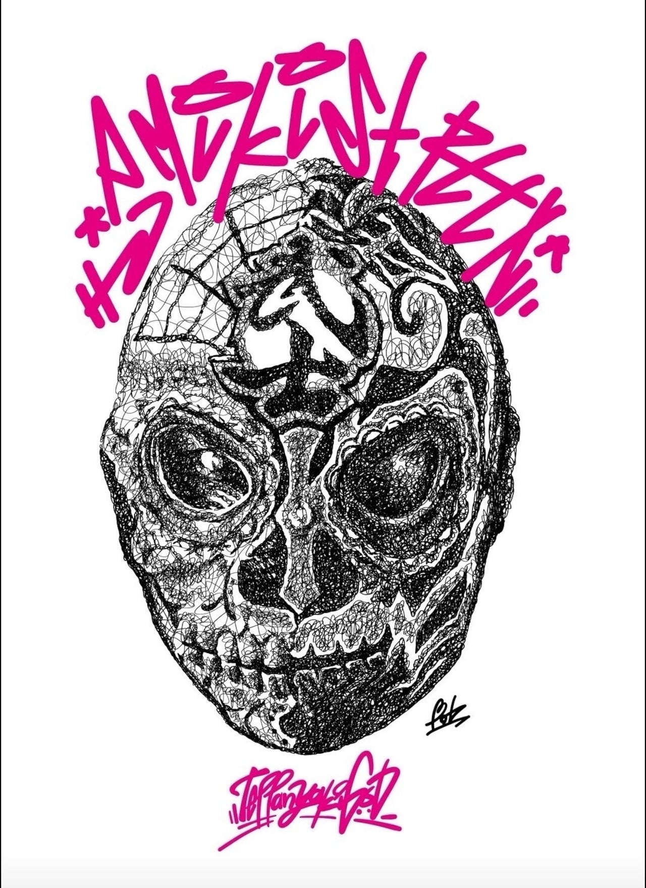 一筆書きアートTシャツ　 BUSHI